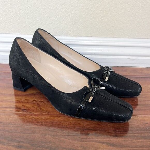 Amalfi Rangoni Luke Pump Low Block Heels Shoes With Bow - Picture 1 of 9